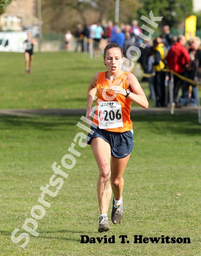 Aiveen Fox (Durham City) win the senior women Northern Cross Country Relay, Graves Park, Sheffield.
